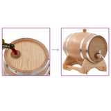 NNEVL Wine Barrel with Tap Solid Oak Wood 6 L