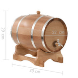 NNEVL Wine Barrel with Tap Solid Oak Wood 12 L