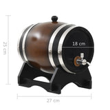 NNEVL Wine Barrel with Tap Solid Pinewood 6 L