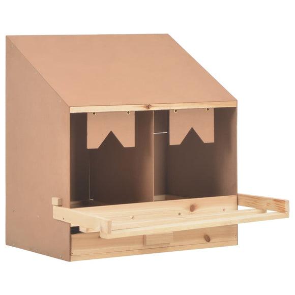 NNEVL Chicken Laying Nest 2 Compartments 63x40x65 cm Solid Pine Wood