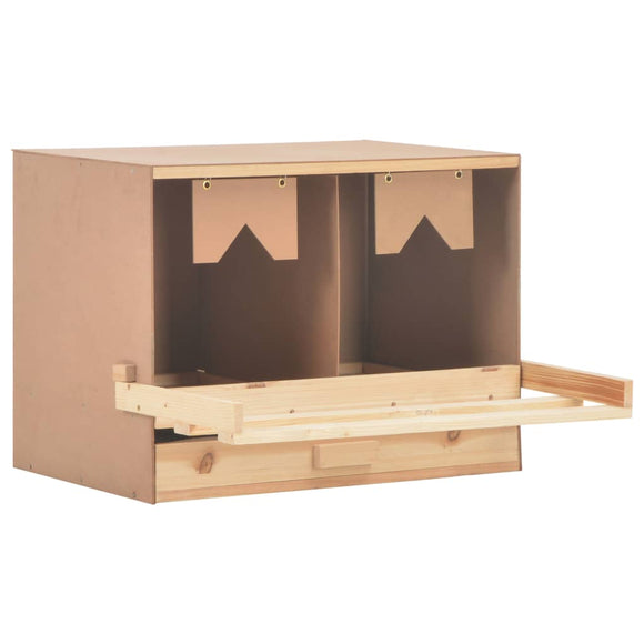 NNEVL Chicken Laying Nest 2 Compartments 63x40x45 cm Solid Pine Wood