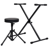 NNEVL Keyboard Stand and Stool Set Black