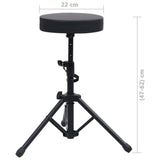 NNEVL Double Braced Keyboard Stand and Stool Set Black