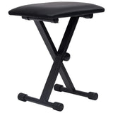 NNEVL Double Braced Keyboard Stand and Stool Set Black