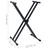NNEVL Double Braced Keyboard Stand and Stool Set Black