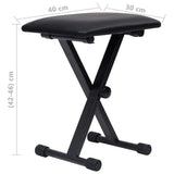 NNEVL Double Braced Keyboard Stand and Stool Set Black