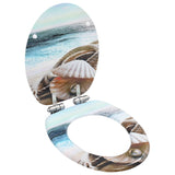 NNEVL WC Toilet Seat with Soft Close Lid MDF Muschel Design