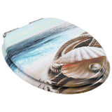 NNEVL WC Toilet Seat with Soft Close Lid MDF Muschel Design