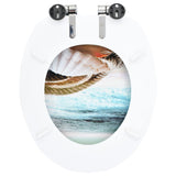 NNEVL WC Toilet Seat with Soft Close Lid MDF Muschel Design