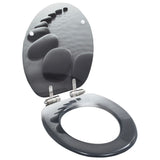 NNEVL WC Toilet Seat with Soft Close Lid MDF Stones Design