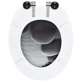 NNEVL WC Toilet Seat with Soft Close Lid MDF Stones Design