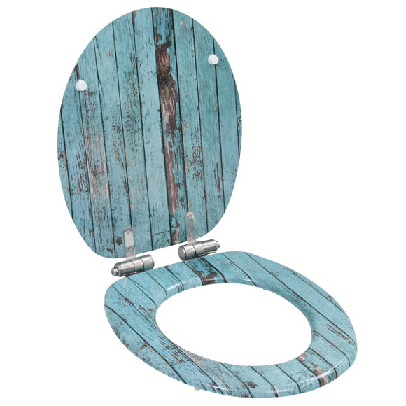 NNEVL WC Toilet Seat with Soft Close Lid MDF Old Wood Design
