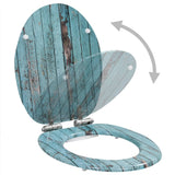 NNEVL WC Toilet Seat with Soft Close Lid MDF Old Wood Design
