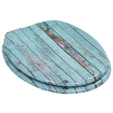 NNEVL WC Toilet Seat with Soft Close Lid MDF Old Wood Design