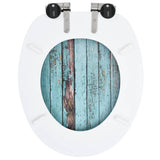 NNEVL WC Toilet Seat with Soft Close Lid MDF Old Wood Design