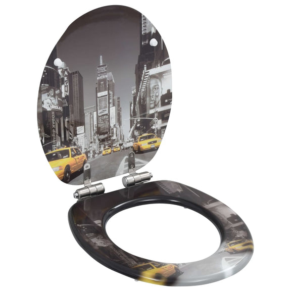 NNEVL WC Toilet Seat with Soft Close Lid MDF New York Design