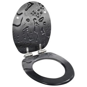 NNEVL WC Toilet Seat with Soft Close Lid MDF Water Drop Design