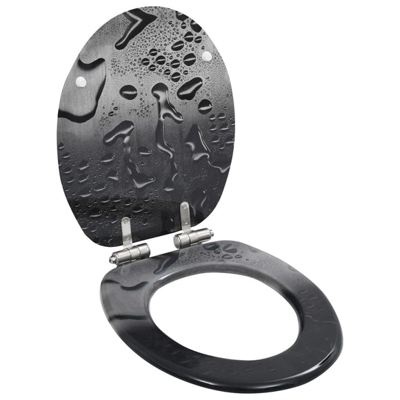 NNEVL WC Toilet Seat with Soft Close Lid MDF Water Drop Design