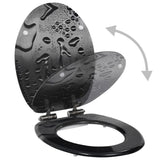 NNEVL WC Toilet Seat with Soft Close Lid MDF Water Drop Design