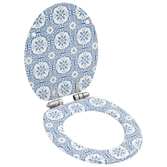 NNEVL WC Toilet Seat with Soft Close Lid MDF Porcelain Design