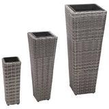 NNEVL Garden Raised Beds 3 pcs Poly Rattan Grey