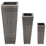 NNEVL Garden Raised Beds 3 pcs Poly Rattan Grey