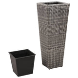 NNEVL Garden Raised Beds 3 pcs Poly Rattan Grey