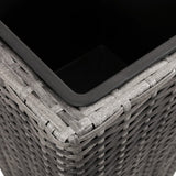 NNEVL Garden Raised Beds 3 pcs Poly Rattan Grey