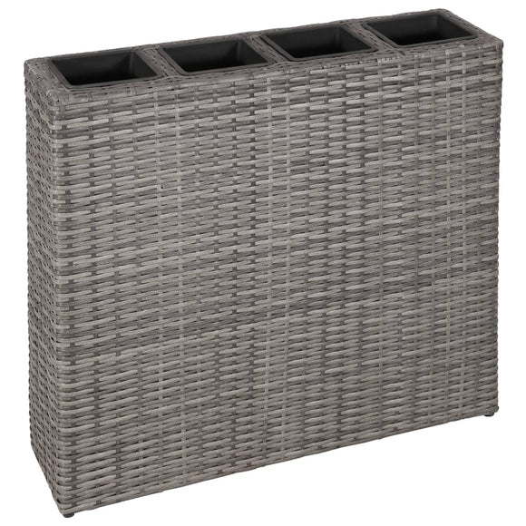 NNEVL Garden Raised Bed with 4 Pots Poly Rattan Grey