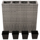 NNEVL Garden Raised Bed with 4 Pots Poly Rattan Grey
