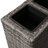 NNEVL Garden Raised Bed with 4 Pots Poly Rattan Grey