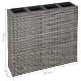 NNEVL Garden Raised Bed with 4 Pots Poly Rattan Grey