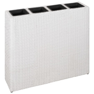NNEVL Garden Raised Bed with 4 Pots Poly Rattan White