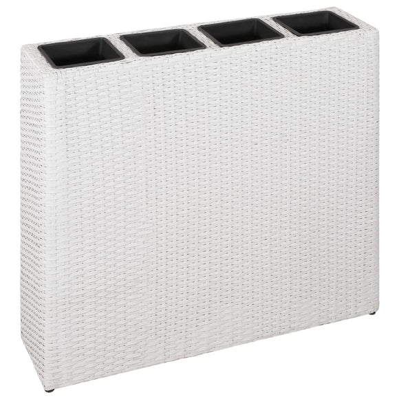NNEVL Garden Raised Bed with 4 Pots Poly Rattan White