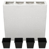 NNEVL Garden Raised Bed with 4 Pots Poly Rattan White