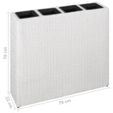 NNEVL Garden Raised Bed with 4 Pots Poly Rattan White