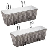 NNEVL Balcony Raised Beds 2 pcs 50 cm Grey Poly Rattan
