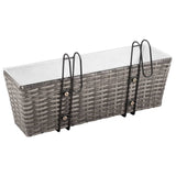 NNEVL Balcony Raised Beds 2 pcs 50 cm Grey Poly Rattan