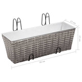 NNEVL Balcony Raised Beds 2 pcs 50 cm Grey Poly Rattan