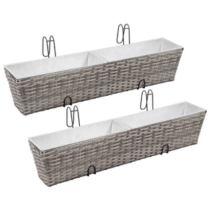 NNEVL Balcony Raised Beds 2 pcs 80 cm Grey Poly Rattan