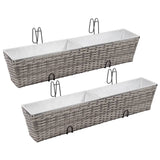 NNEVL Balcony Raised Beds 2 pcs 80 cm Grey Poly Rattan