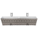 NNEVL Balcony Raised Beds 2 pcs 80 cm Grey Poly Rattan