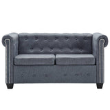 NNEVL Chesterfield Sofa Set Artificial Suede Leather Grey