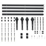 NNEVL Sliding Door Hardware Kit 2x183 cm Steel Black