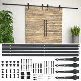 NNEVL Sliding Door Hardware Kit 2x183 cm Steel Black