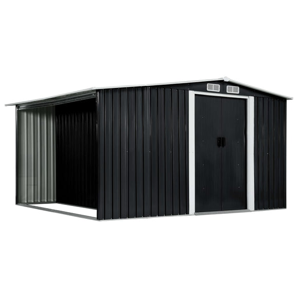 NNEVL Garden Shed with Sliding Doors Anthracite 329.5x259x178 cm Steel