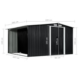 NNEVL Garden Shed with Sliding Doors Anthracite 329.5x259x178 cm Steel