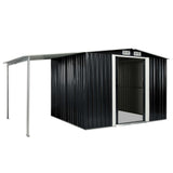 NNEVL Garden Shed with Sliding Doors Anthracite 386x205x178 cm Steel