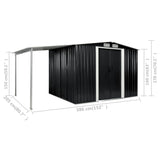 NNEVL Garden Shed with Sliding Doors Anthracite 386x205x178 cm Steel