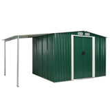 NNEVL Garden Shed with Sliding Doors Green 386x205x178 cm Steel